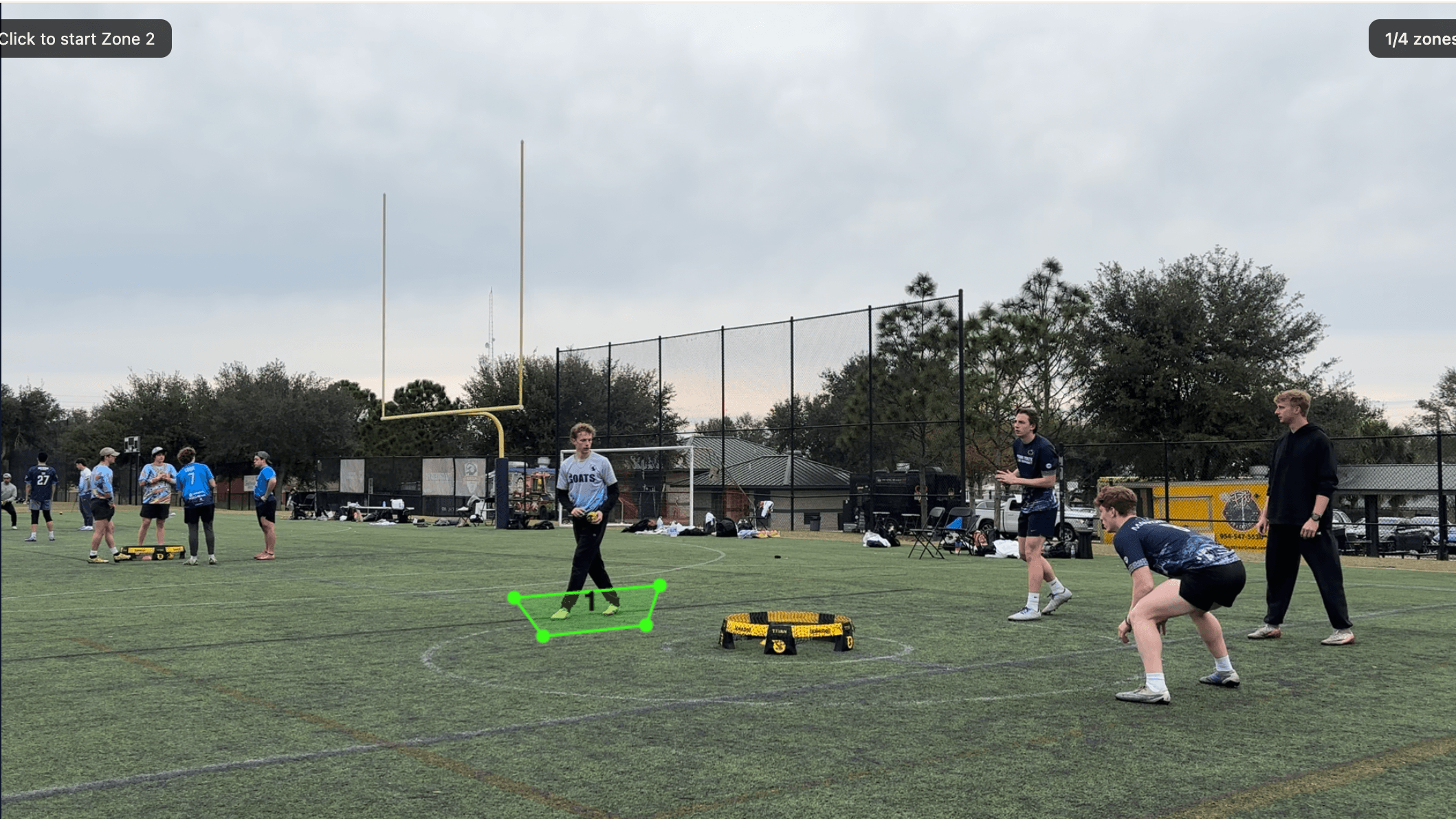 Trapezoid drawn with perspective-matching shape around a player position