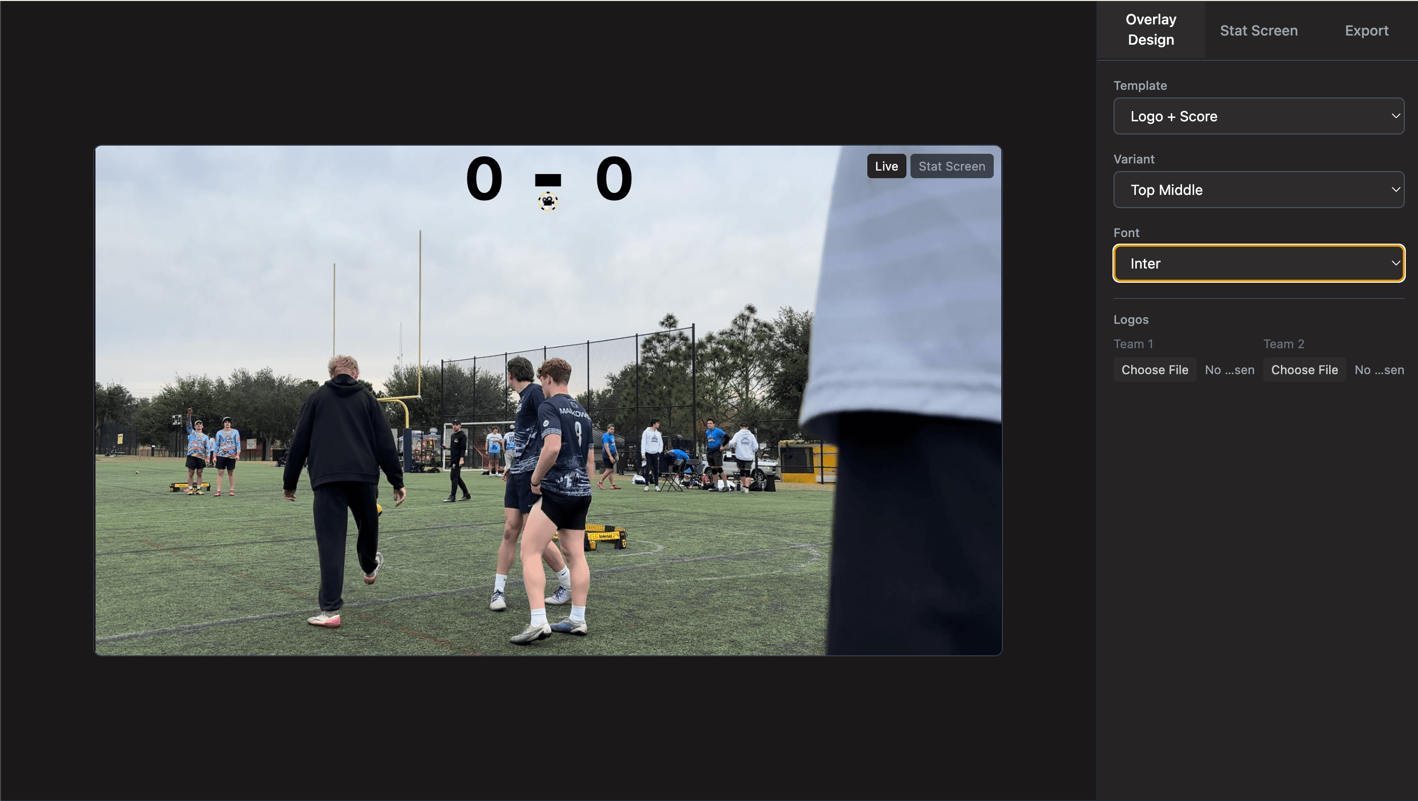 Broadcast Studio overview with preview panel and configuration sidebar